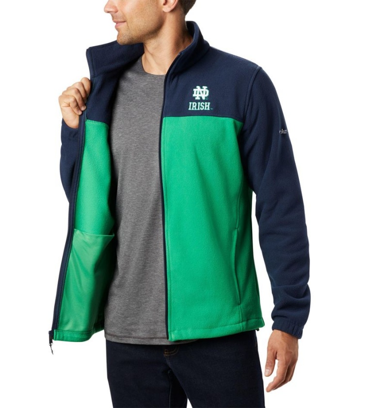 Green Columbia Collegiate Flanker III - Notre Dame Men's Fleece Jacket | 07392DQNS