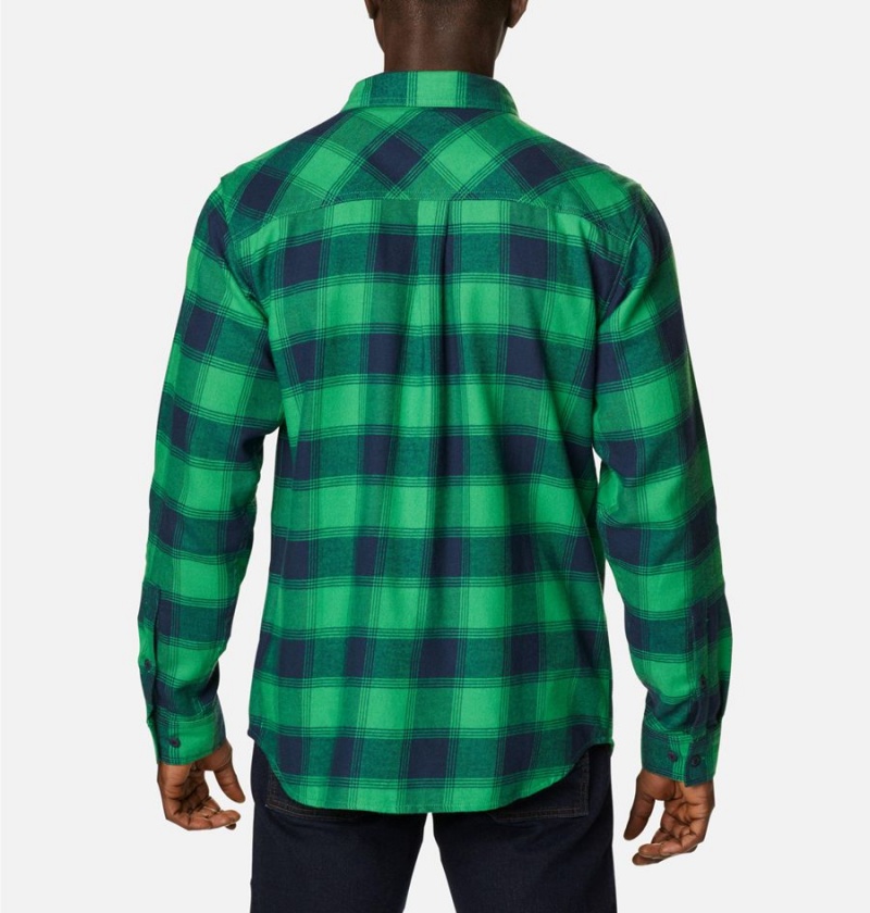 Green Columbia Collegiate Flare Gun Flannel Long Sleeve - Notre Dame Men's Shirt | 27814BSZL