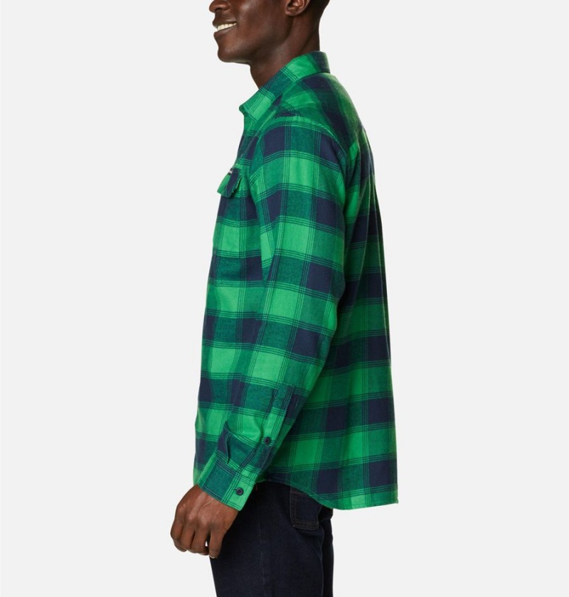 Green Columbia Collegiate Flare Gun Flannel Long Sleeve - Notre Dame Men's Shirt | 27814BSZL