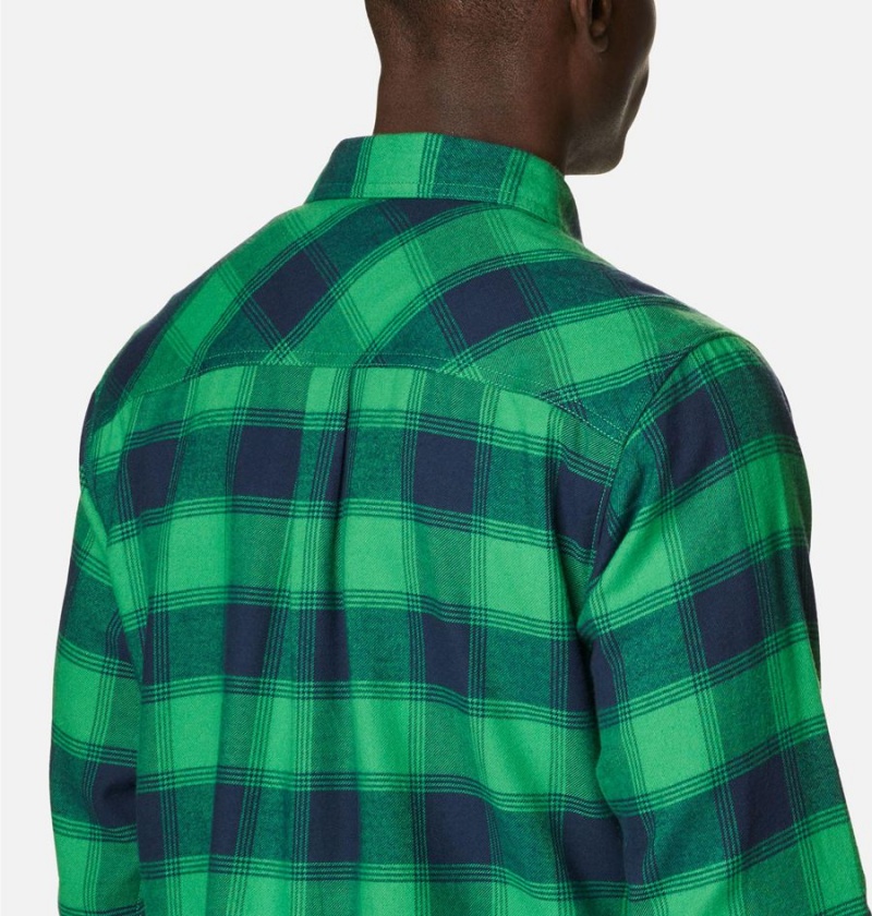 Green Columbia Collegiate Flare Gun Flannel Long Sleeve - Notre Dame Men's Shirt | 27814BSZL