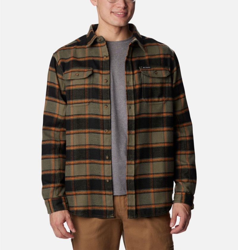 Green Columbia Deschutes River Heavyweight Flannel Men's Shirt | 13247ZJLP