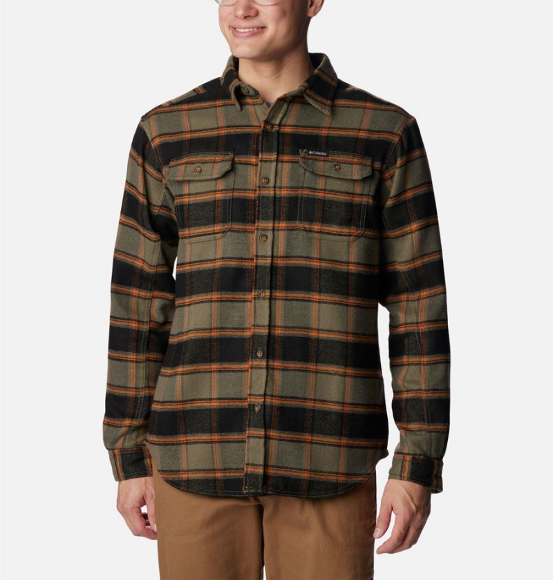 Green Columbia Deschutes River Heavyweight Flannel Men\'s Shirt | 13247ZJLP