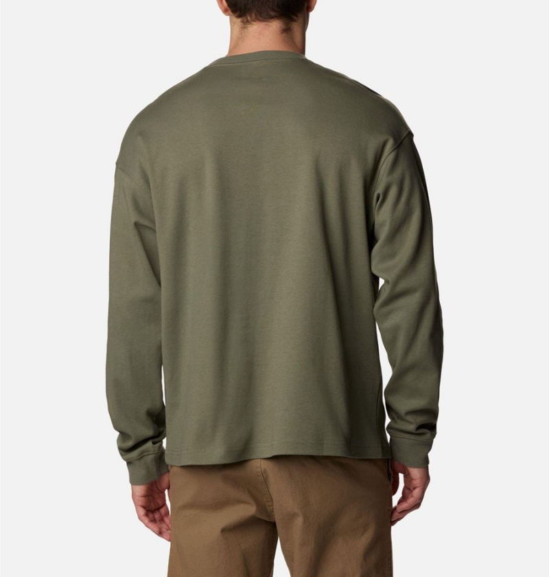 Green Columbia Duxbery Relaxed Long Sleeve Men's T-Shirt | 97350OYET