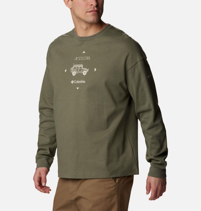 Green Columbia Duxbery Relaxed Long Sleeve Men's T-Shirt | 97350OYET