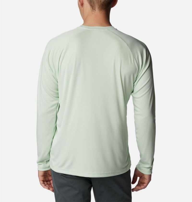 Green Columbia Fork Stream Long Sleeve Men's T-Shirt | 60894JVEC