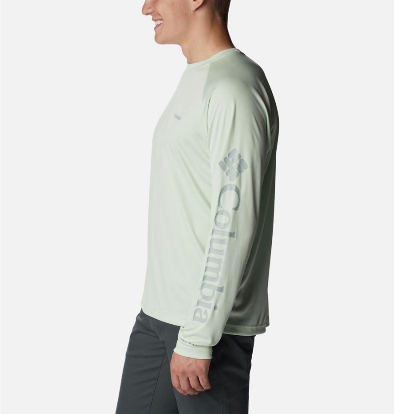 Green Columbia Fork Stream Long Sleeve Men's T-Shirt | 60894JVEC