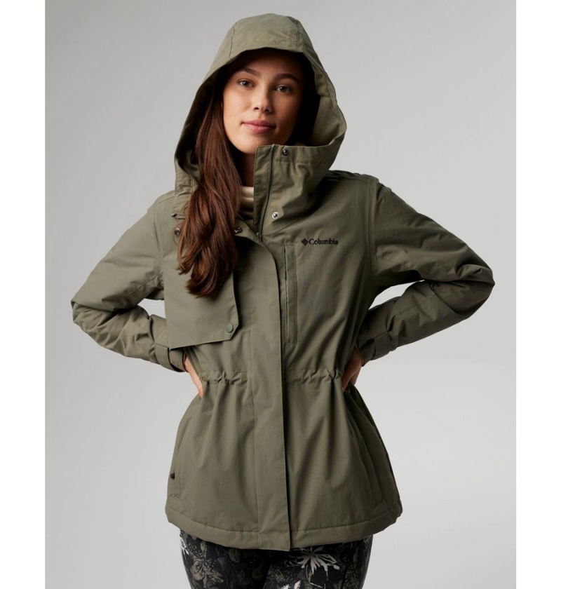 Green Columbia Hadley Trail Women's Rain Jacket | 25304VTOS