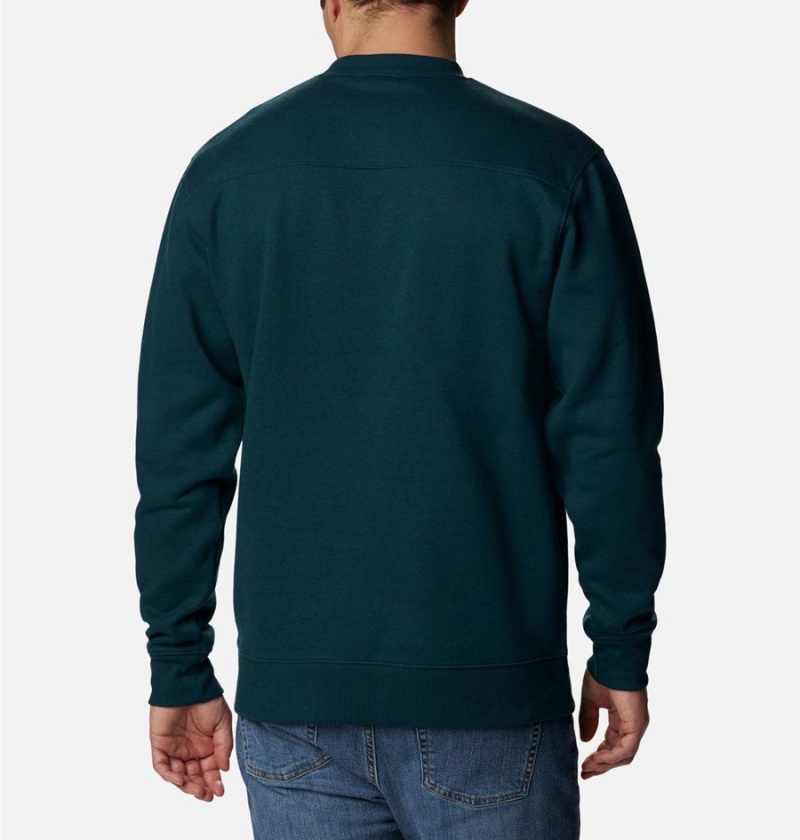 Green Columbia Hart Mountain II Crew Men's Sweatshirt | 01348QUAS