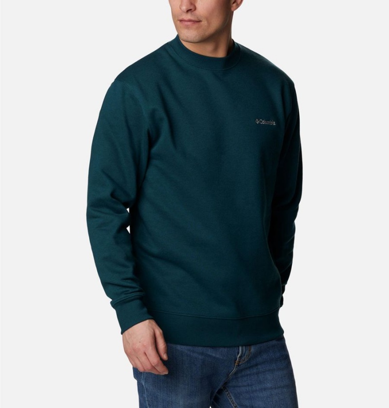 Green Columbia Hart Mountain II Crew Men's Sweatshirt | 01348QUAS