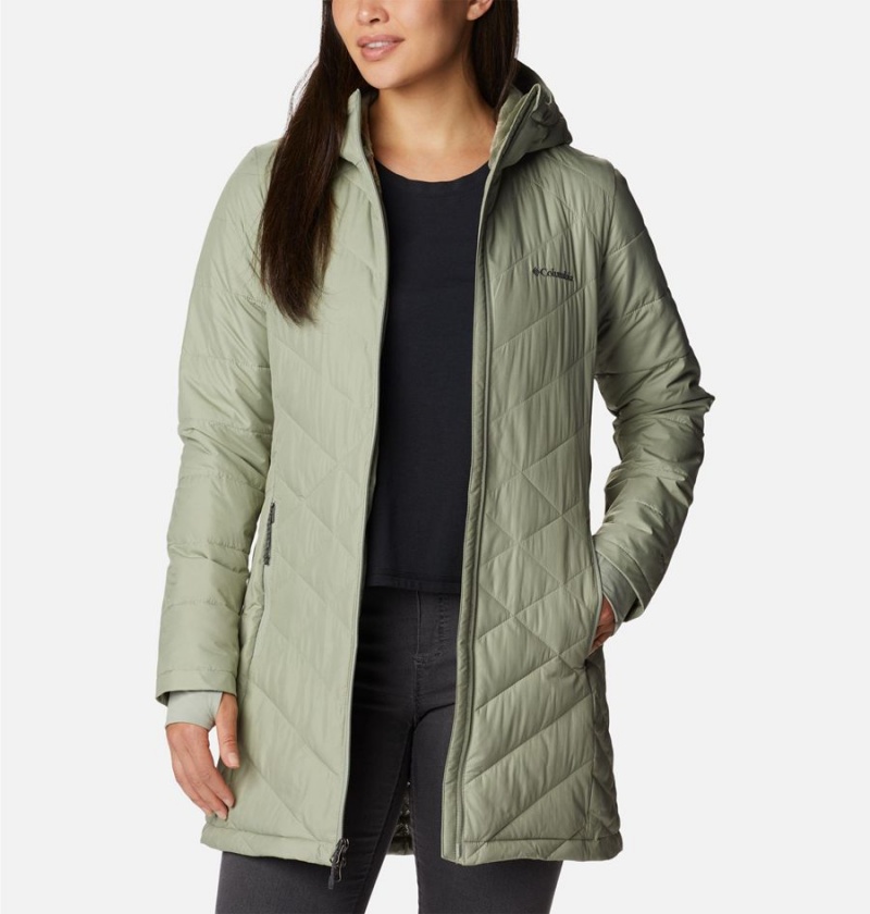 Green Columbia Heavenly Long Hooded Women's Puffer Jacket | 96728YULI