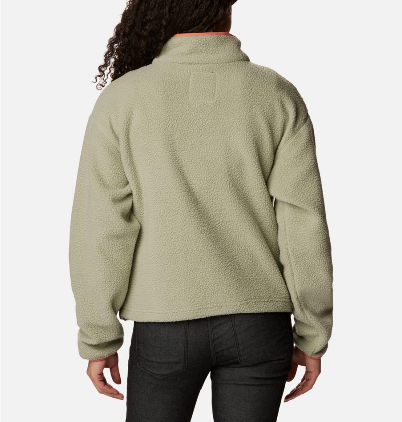 Green Columbia Helvetia Cropped Half Snap Fleece Women's Pullover | 48192SLFO