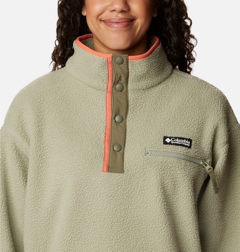 Green Columbia Helvetia Cropped Half Snap Fleece Women's Pullover | 48192SLFO