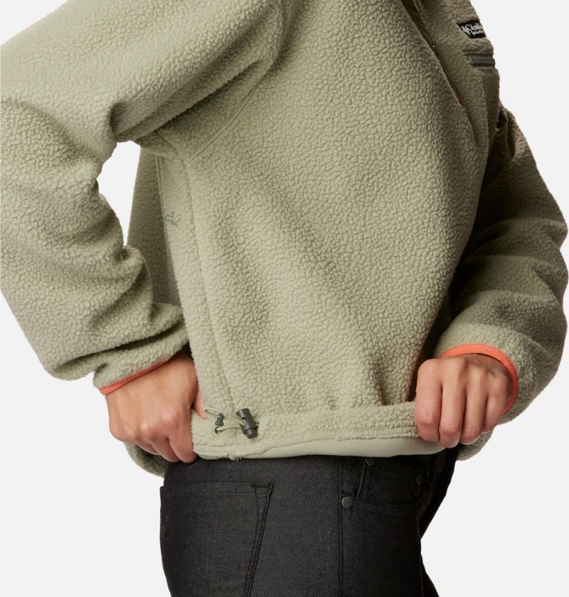 Green Columbia Helvetia Cropped Half Snap Fleece Women's Pullover | 48192SLFO