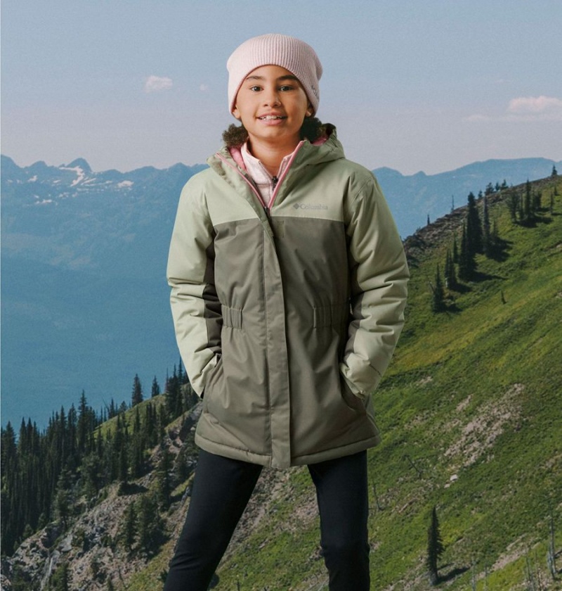 Green Columbia Hikebound Long Insulated Kids' Jacket | 68293LWCV