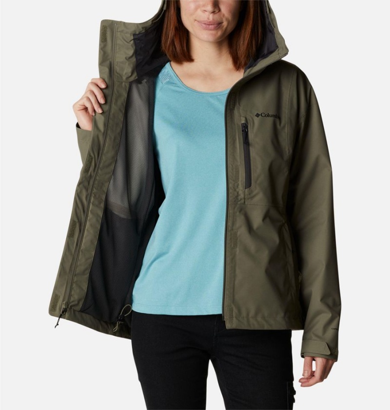 Green Columbia Hikebound Women's Rain Jacket | 49631PHIC