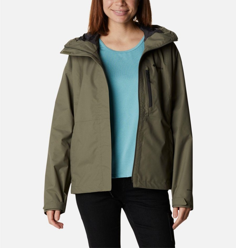 Green Columbia Hikebound Women's Rain Jacket | 49631PHIC