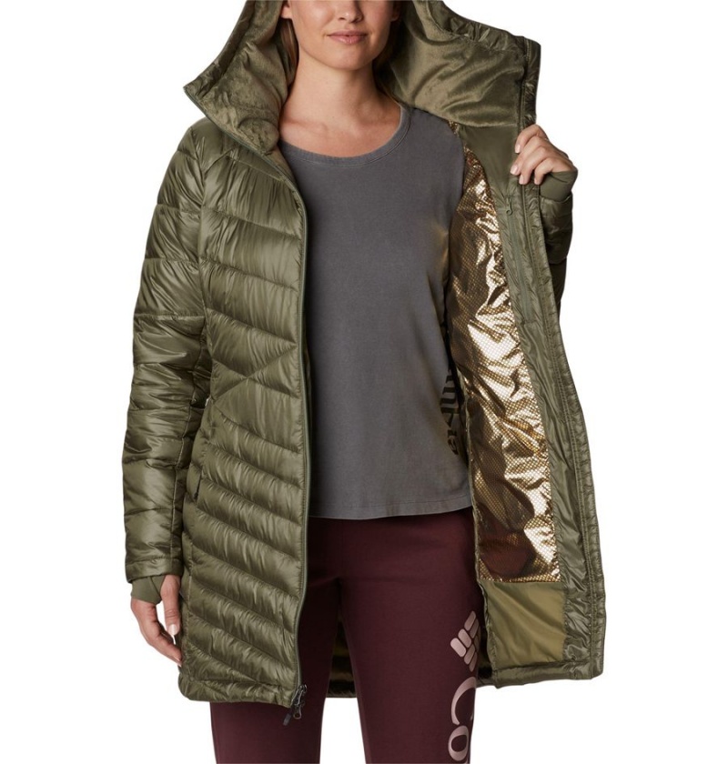 Green Columbia Joy Peak Mid Insulated Hooded Women's Puffer Jacket | 86402CRYP