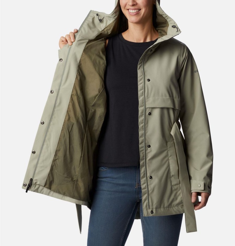 Green Columbia Long Valley Trench II Women's Rain Jacket | 53481GJDW