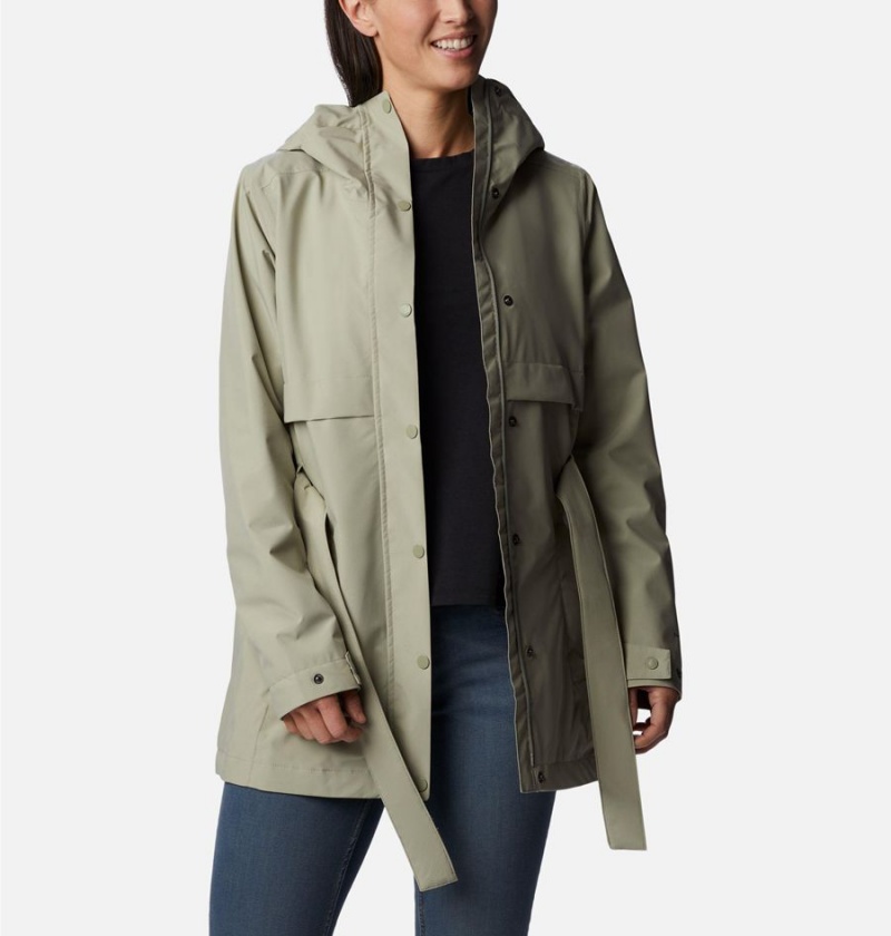 Green Columbia Long Valley Trench II Women's Rain Jacket | 53481GJDW