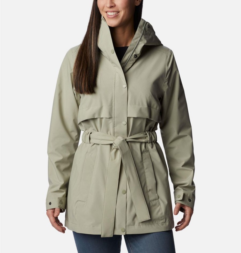 Green Columbia Long Valley Trench II Women\'s Rain Jacket | 53481GJDW