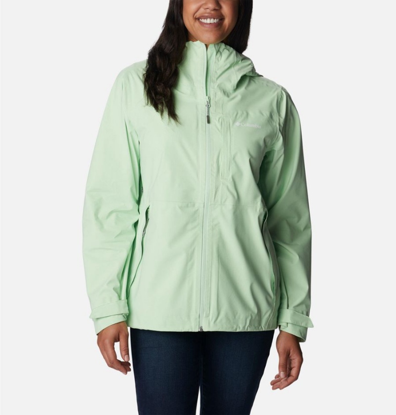 Green Columbia Omni-Tech Ampli-Dry Shell Women\'s Rain Jacket | 73816FNAP