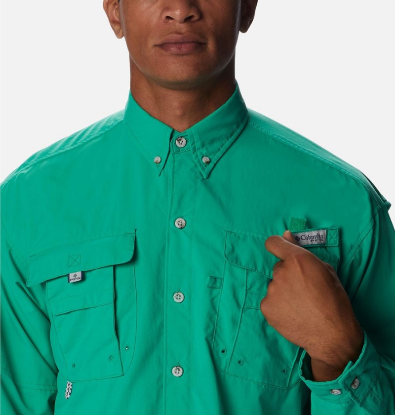 Green Columbia PFG Bahama II Long Sleeve Men's Shirt | 01438XZHD