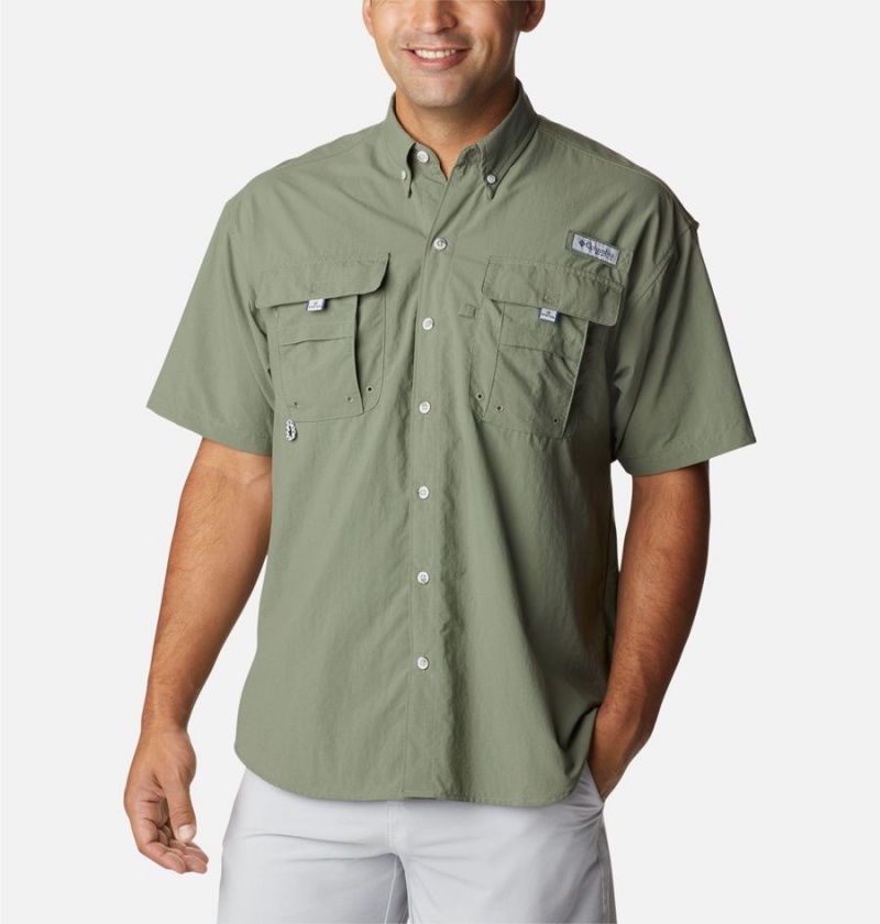 Green Columbia PFG Bahama II Short Sleeve Men\'s Shirt | 79568CEKZ