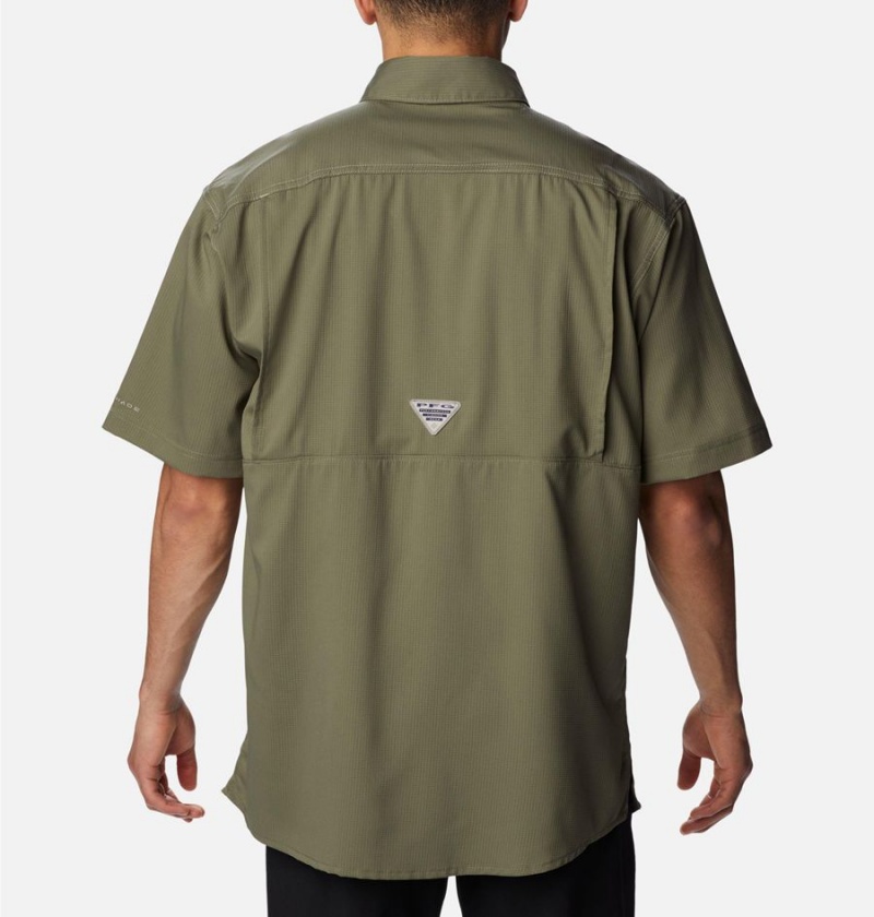 Green Columbia PFG Low Drag Offshore Short Sleeve Men's Shirt | 04517DKIJ