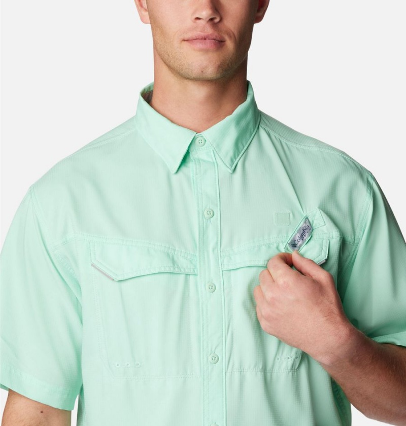 Green Columbia PFG Low Drag Offshore Short Sleeve Men's Shirt | 80134UWEM