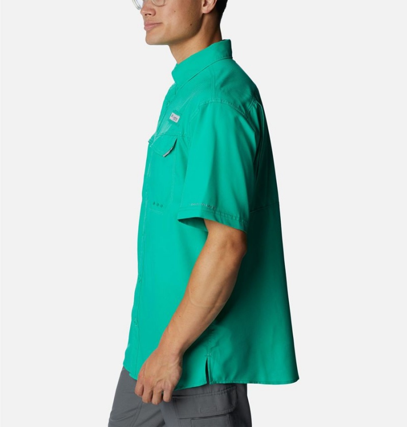 Green Columbia PFG Low Drag Offshore Short Sleeve Men's Shirt | 81463SYNV