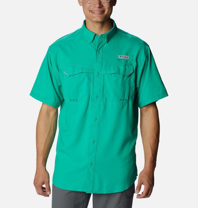 Green Columbia PFG Low Drag Offshore Short Sleeve Men\'s Shirt | 81463SYNV