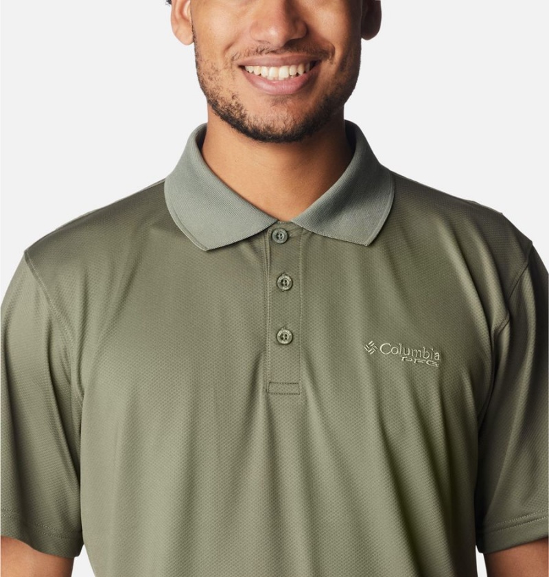 Green Columbia PFG Skiff Cast Men's Polo Shirt | 34516WNFK