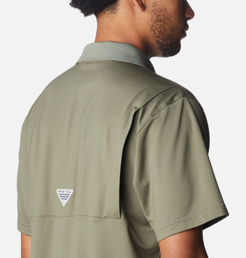 Green Columbia PFG Skiff Cast Men's Polo Shirt | 34516WNFK