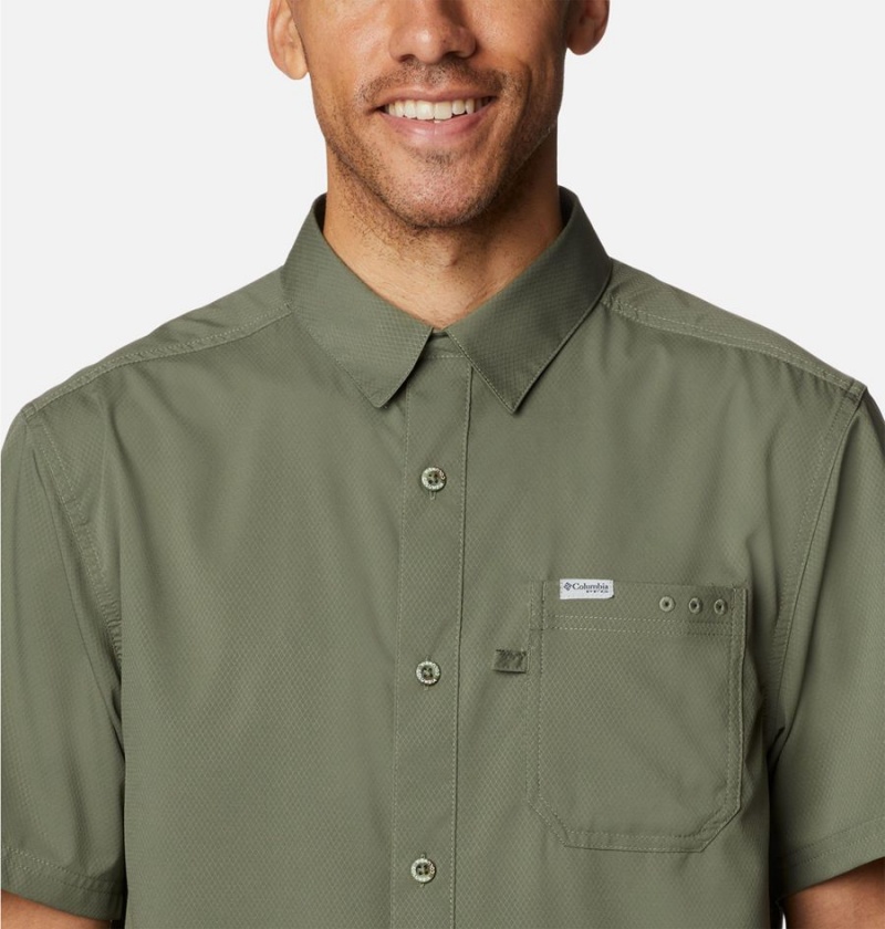 Green Columbia PFG Slack Tide Camp Men's Shirt | 48690EDOQ