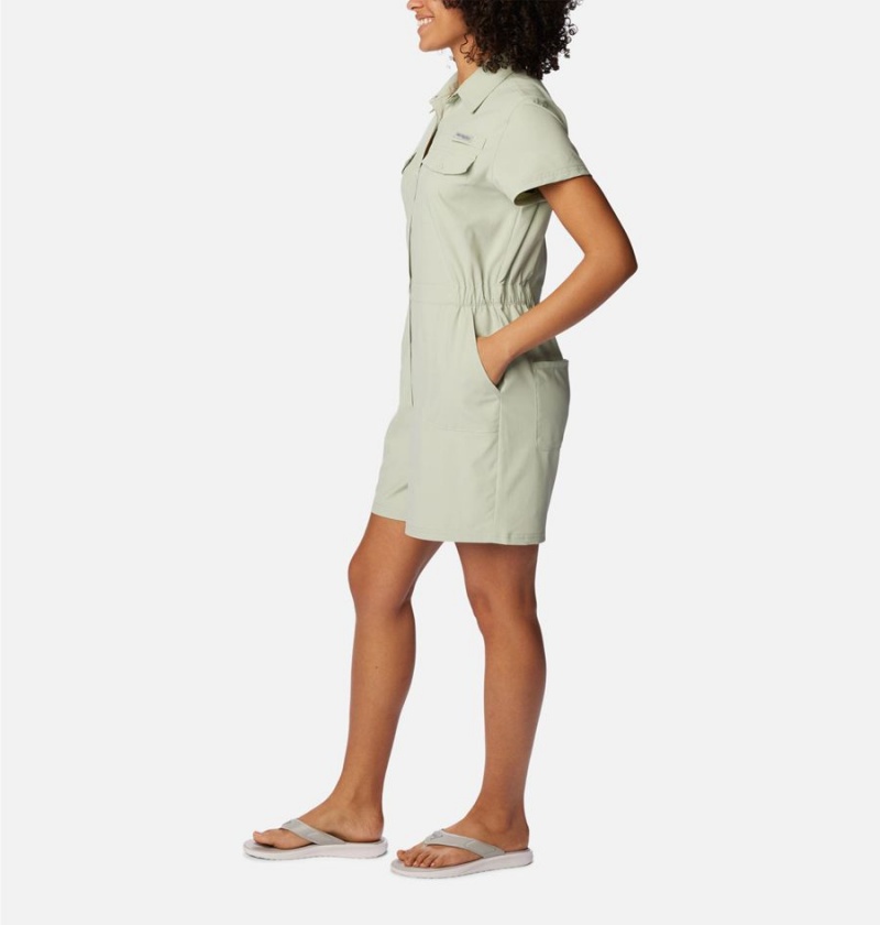 Green Columbia PFG Sun Drifter Woven Women's Dress | 93601GESB