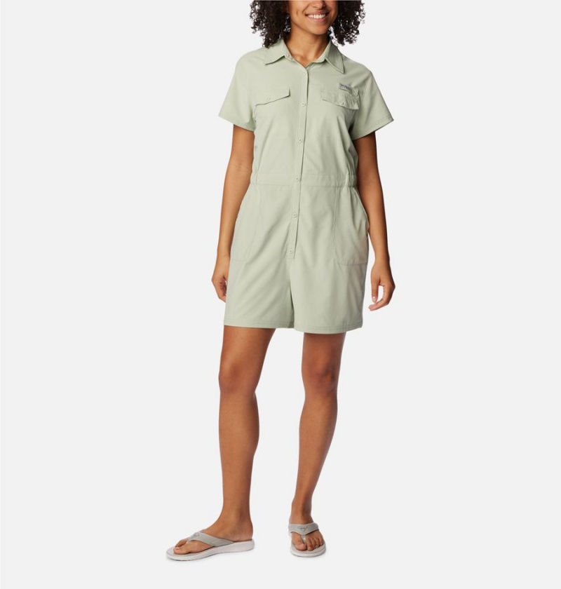 Green Columbia PFG Sun Drifter Woven Women\'s Dress | 93601GESB