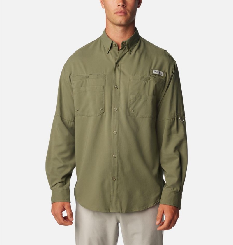 Green Columbia PFG Tamiami II Long Sleeve Men\'s Shirt | 76513ZFML