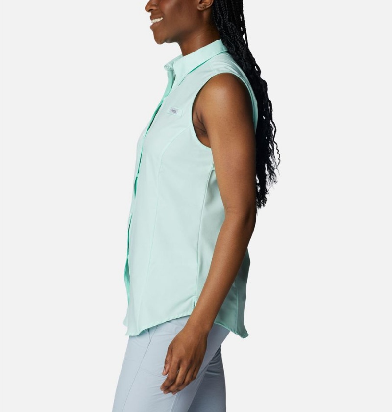 Green Columbia PFG Tamiami Sleeveless Women's Tank Top | 63792WCKH