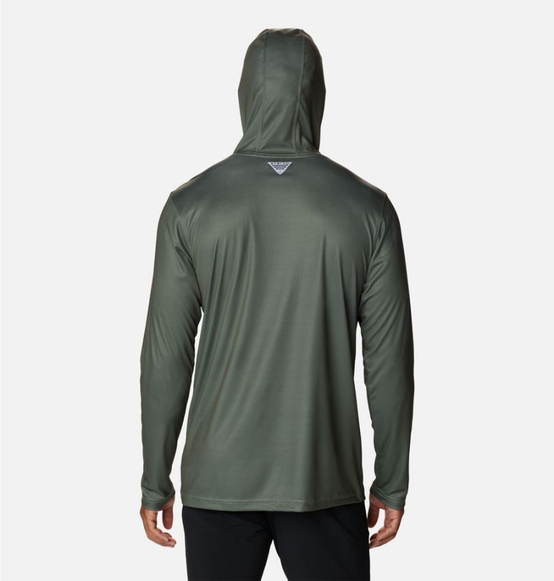 Green Columbia PFG Terminal Tackle Fish Flag Men's Hoodie | 94802AKGZ