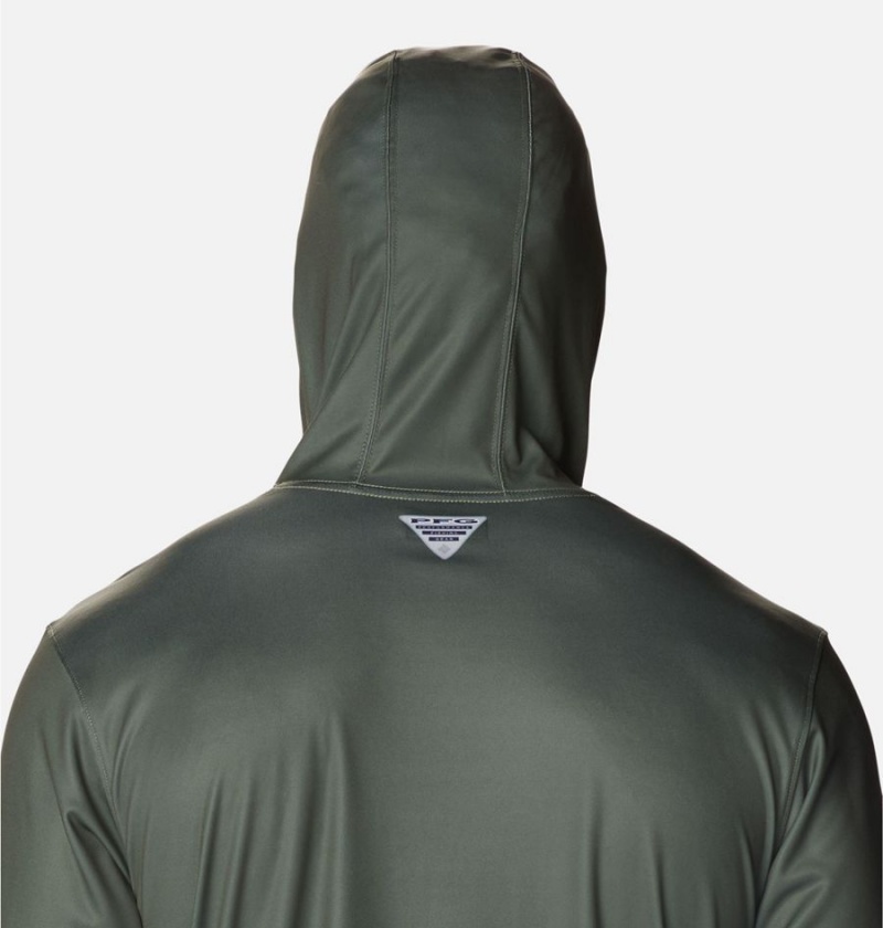 Green Columbia PFG Terminal Tackle Fish Flag Men's Hoodie | 94802AKGZ