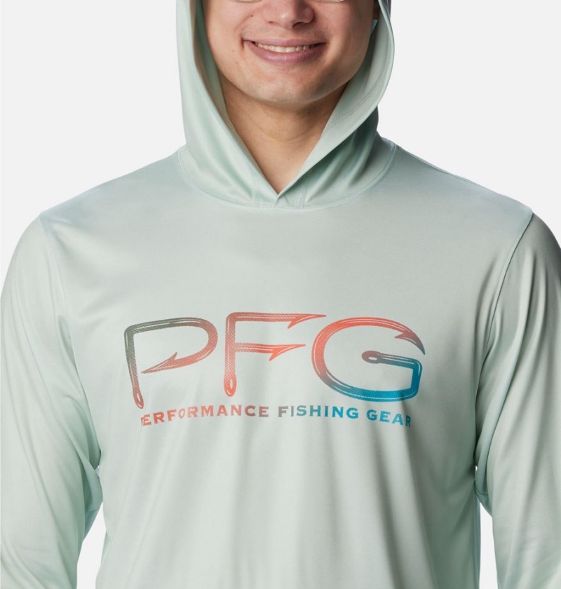 Green Columbia PFG Terminal Tackle Hooks Men's Hoodie | 61857IEFC