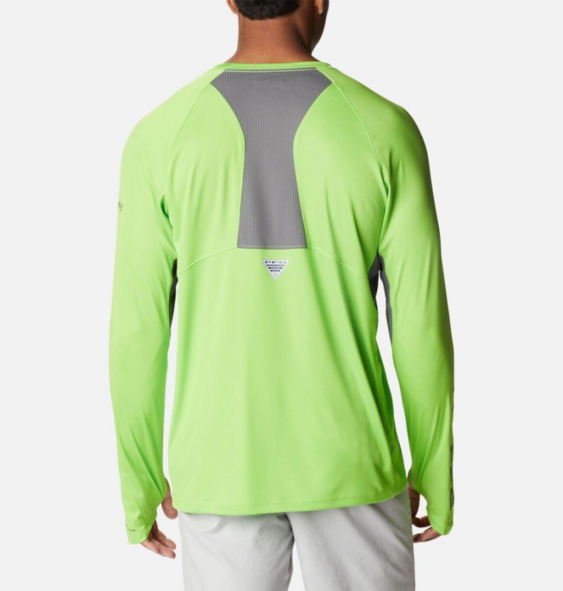 Green Columbia PFG Terminal Tackle Vent Long Sleeve Men's T-Shirt | 09567WTZQ