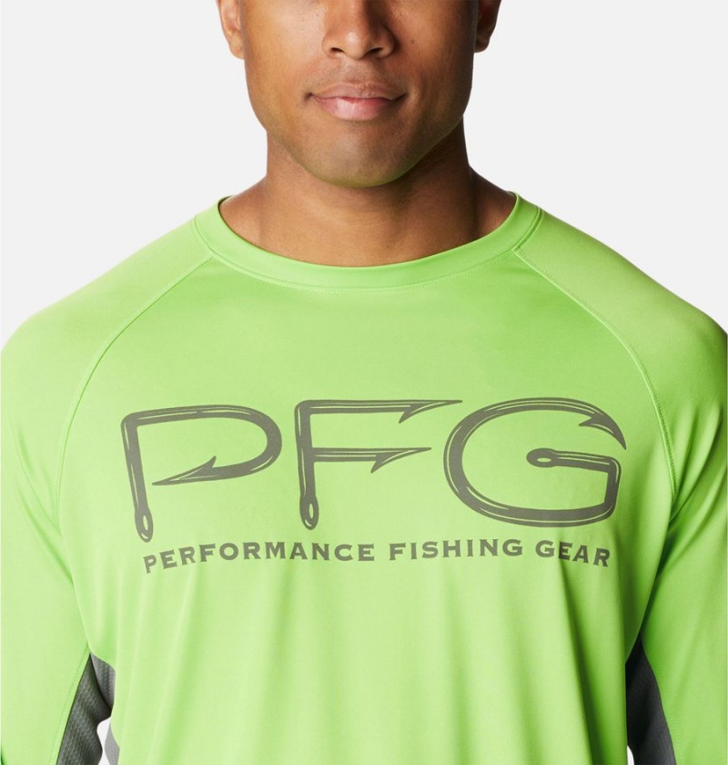 Green Columbia PFG Terminal Tackle Vent Long Sleeve Men's T-Shirt | 09567WTZQ