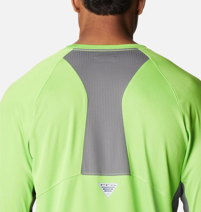 Green Columbia PFG Terminal Tackle Vent Long Sleeve Men's T-Shirt | 09567WTZQ