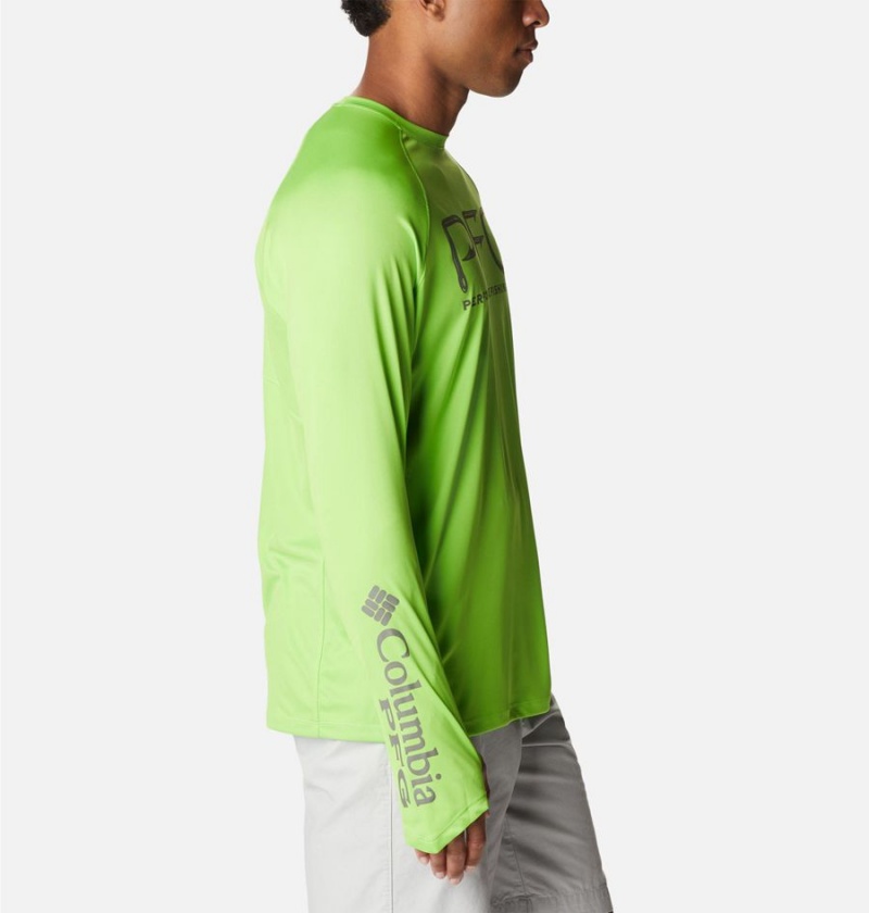 Green Columbia PFG Terminal Tackle Vent Long Sleeve Men's T-Shirt | 09567WTZQ