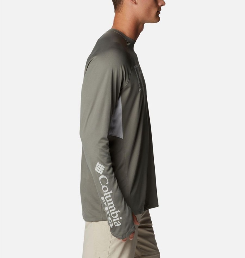 Green Columbia PFG Terminal Tackle Vent Long Sleeve Men's T-Shirt | 72901TQSF