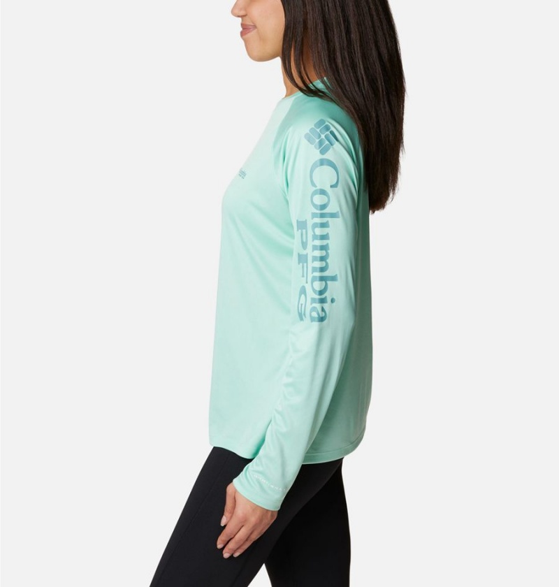 Green Columbia PFG Tidal II Long Sleeve Women's T-Shirt | 37410YLVT