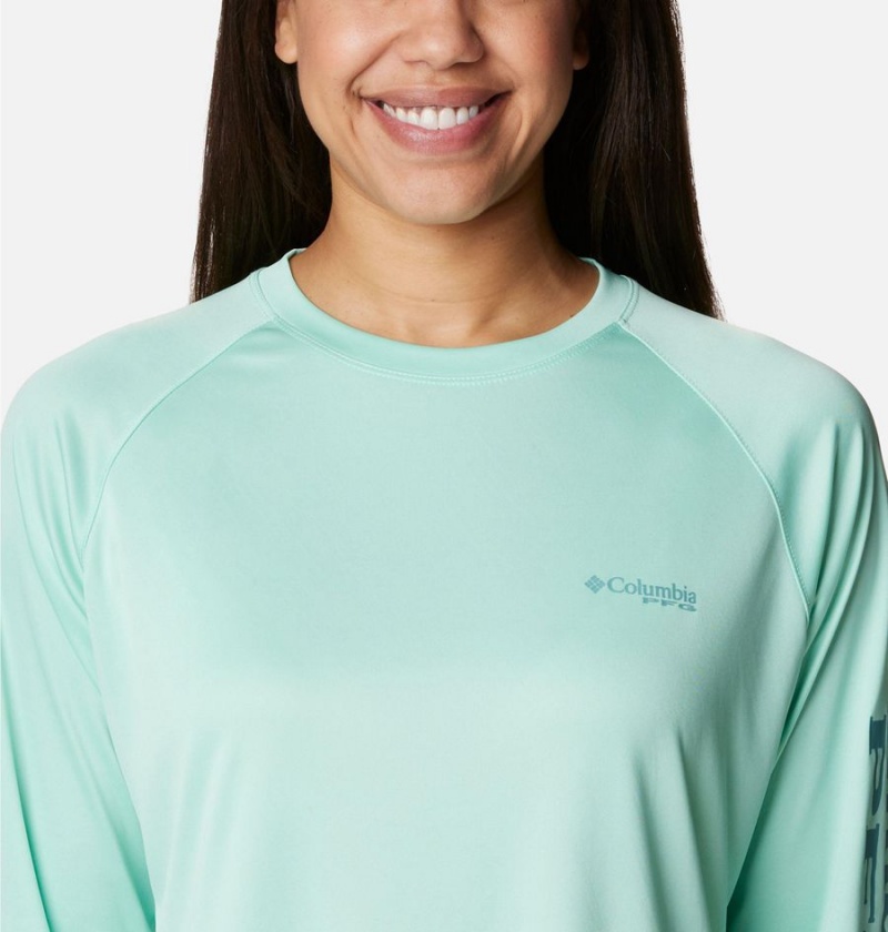 Green Columbia PFG Tidal II Long Sleeve Women's T-Shirt | 37410YLVT