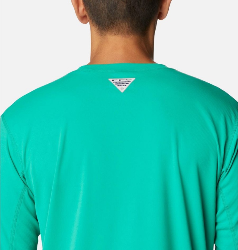 Green Columbia PFG Zero Rules Long Sleeve Men's T-Shirt | 25716DZVS