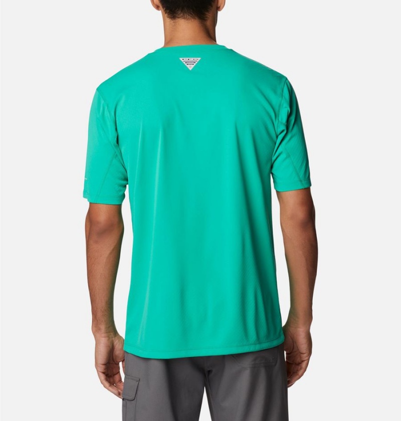 Green Columbia PFG Zero Rules Short Sleeve Men's T-Shirt | 41370PWNQ